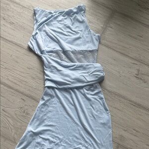 Elegant Light Blue Sleeveless Dress